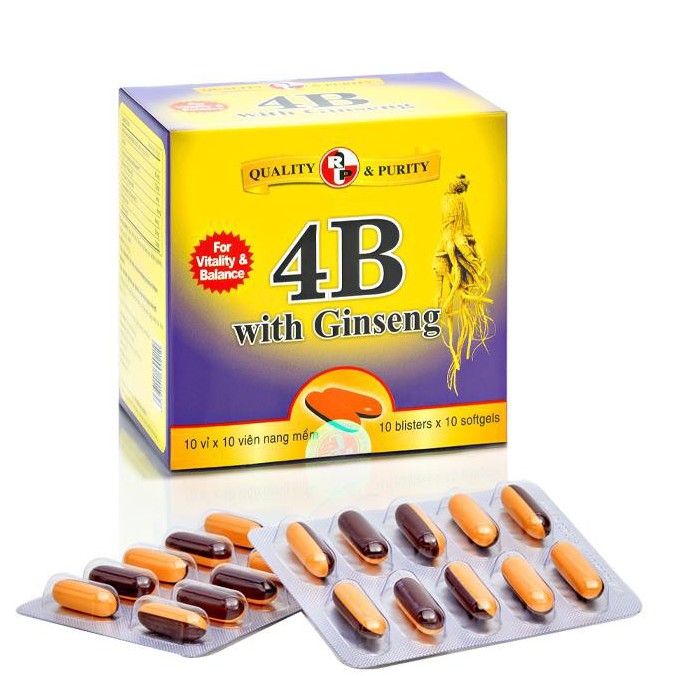 4B With Ginseng – Hỗ trợ nâng cao sức đề kháng, giảm mệt mỏi,suy nhược cơ thể, bồi bổ sức khỏe (hộp 100 viên)