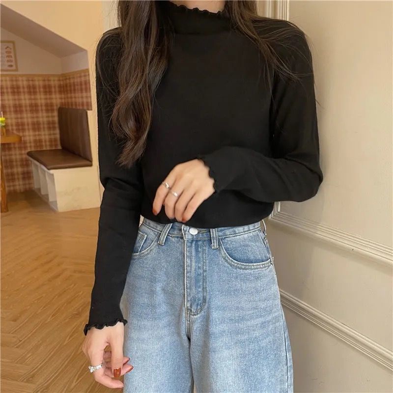 Áo Thun Nữ Dài Tay Cổ Cao Thời Trang Mới