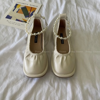 Giày búp bê PongShoes phong cách Ulzzangs màu be FULL HỘP 1417