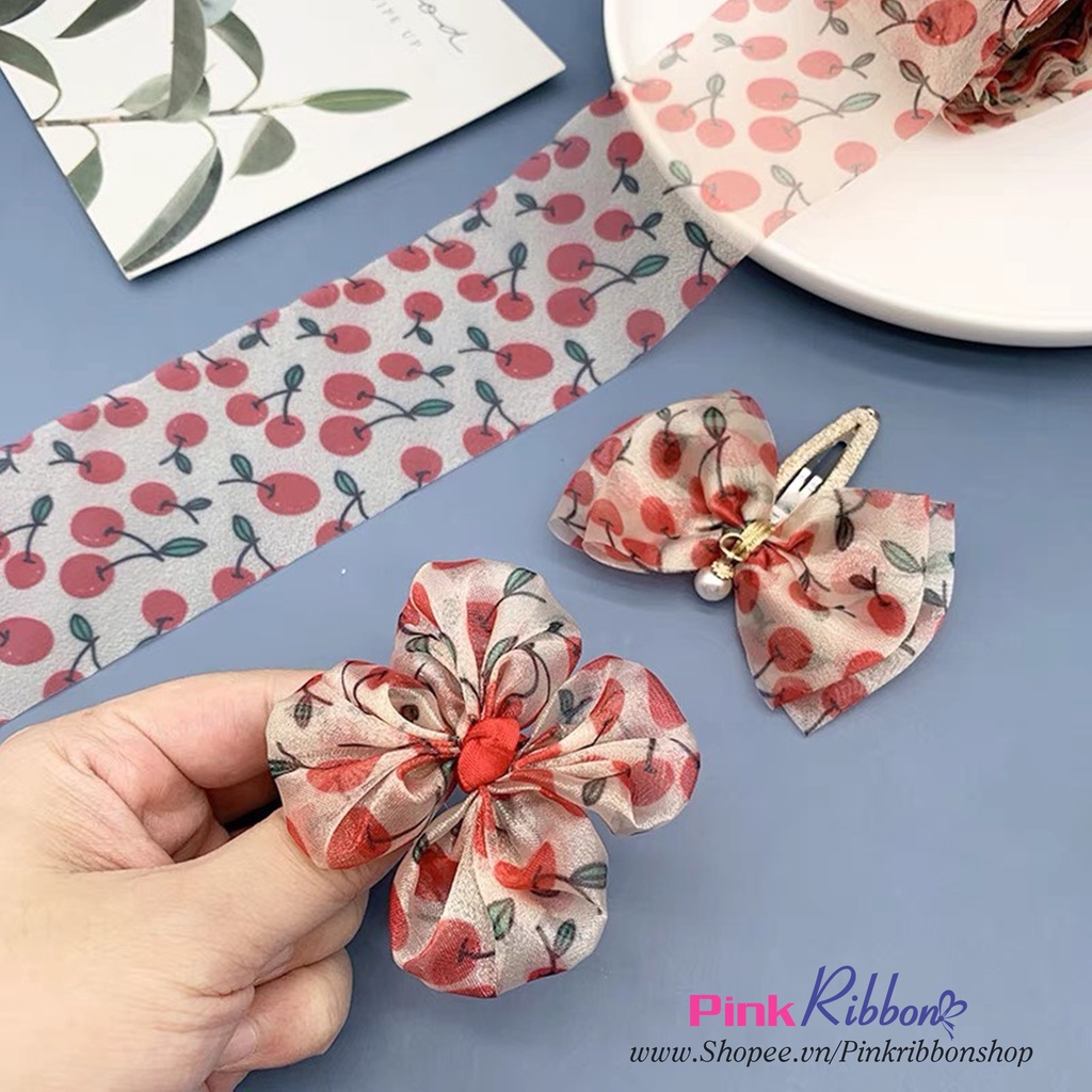 Ruy băng voan cherry dễ thương (bề rộng 6cm)