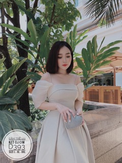 Bigsize Đầm trễ vai kết cườm D393