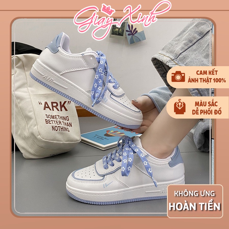 Giày thể thao học sinh nữ Ulzzang đế bằng buộc dây kiểu dáng Hàn Quốc đáng yêu