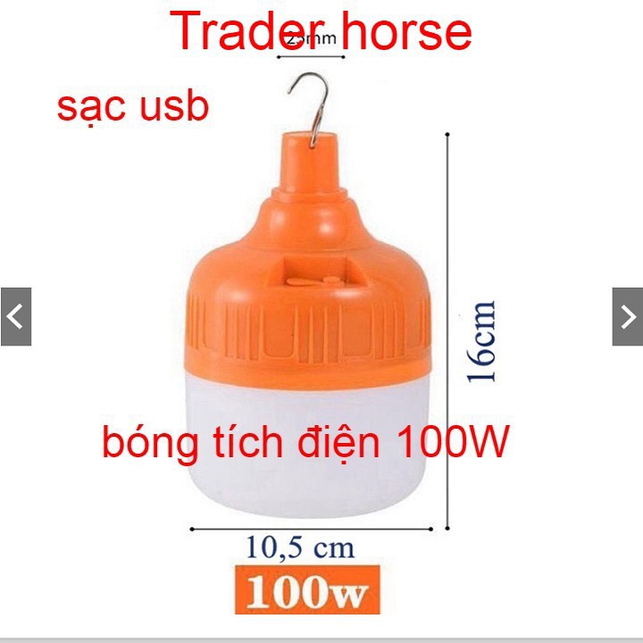 Bóng đèn tích điện 100w sạc bằng usb cực sáng 6h - 8h - HD365