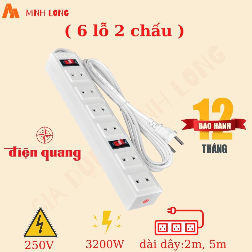 [TỔNG HỢP] Ổ cắm Điện Quang 3 lỗ - 4 lỗ - 5 lỗ - 6 lỗ - 8 lỗ, 2USB - Ổ điện chịu tải cao, dây dài 2m, 5m chính hãng