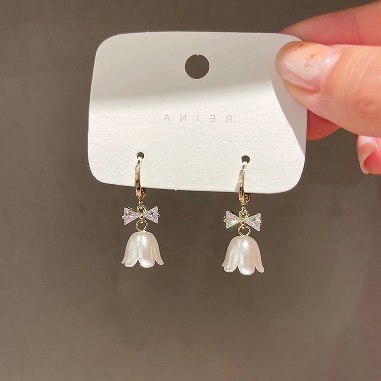 Niche Bông Tai Mạ Bạc 925 Hình Hoa lily Phong Cách Hàn Quốc Thời Trang Mùa Hè Cho Nữ