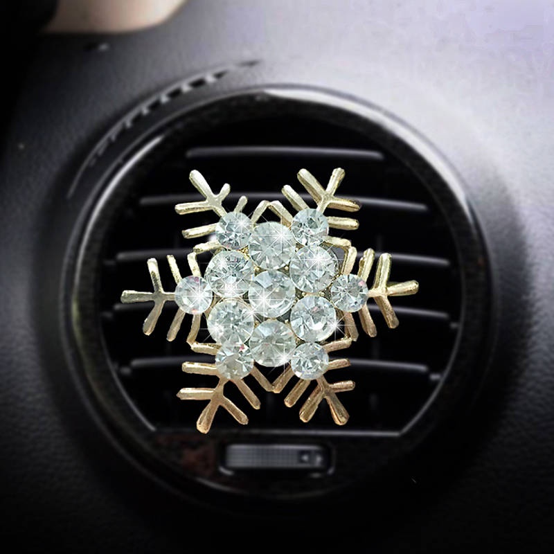 Phụ kiện kẹp khuếch tán nước hoa hình bông tuyết đính đá gắn cửa gió điều hòa xe hơi trang trí sáng tạo cho nam nữ oFhJ