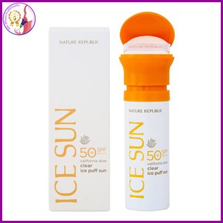 Kem chống nắng nature republlic california aloe clear ice puff sun spf50 pa+++ ( màu trắng )