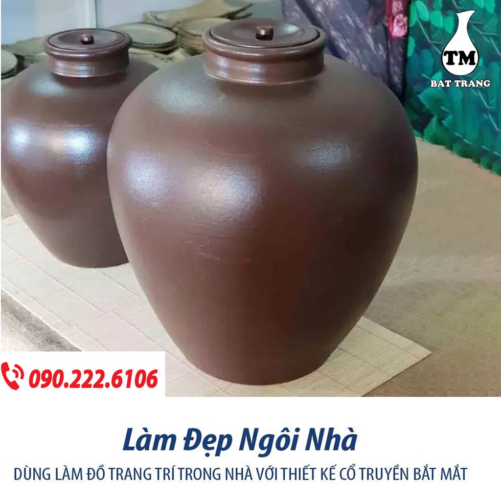 Chum Sành Đựng Gạo, Đựng Nước, Ngâm Rươu Mẫu Trơn Gốm Sứ Bát Tràng