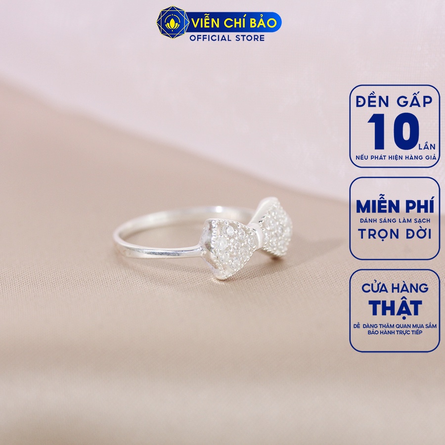 Nhẫn bạc nữ hình nơ đính đá chất liệu bạc 925 thời trang phụ kiện trang sức Viễn Chí Bảo N400884