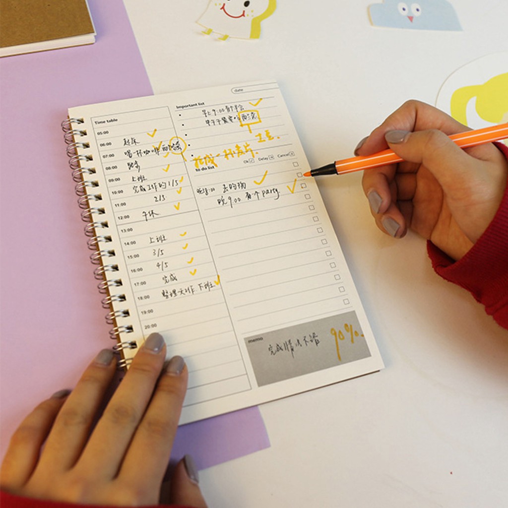 Sổ tay ghi chú hàng tuần/tháng/ngày họa tiết dễ thương tiện lợi