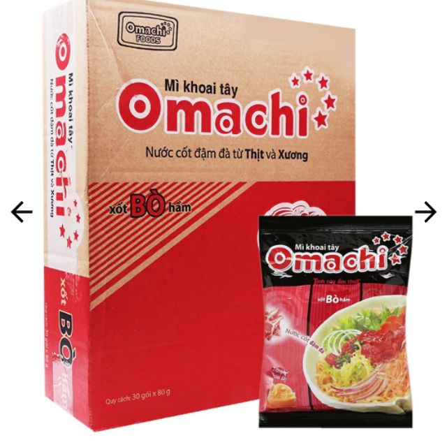 Thùng 30 Gói mì OMACHI Sườn hầm ngũ quả/Bò hầm