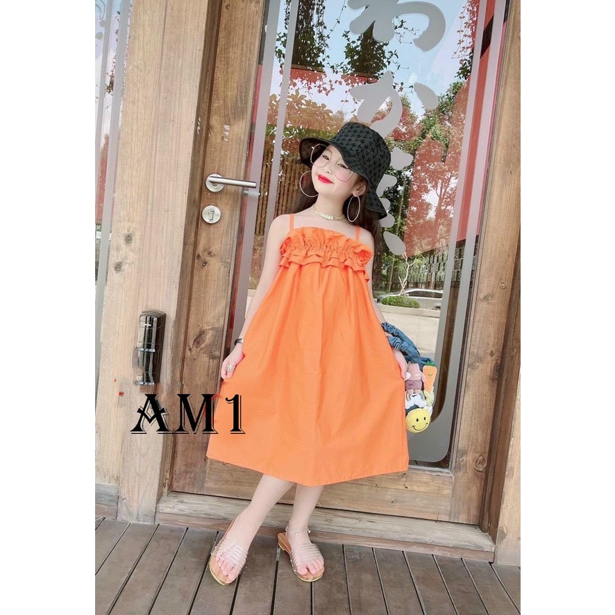 (8-34kg) Váy 2 dây bé gái bèo ngực màu sắc rực rỡ cho bé TTR45 TTN46