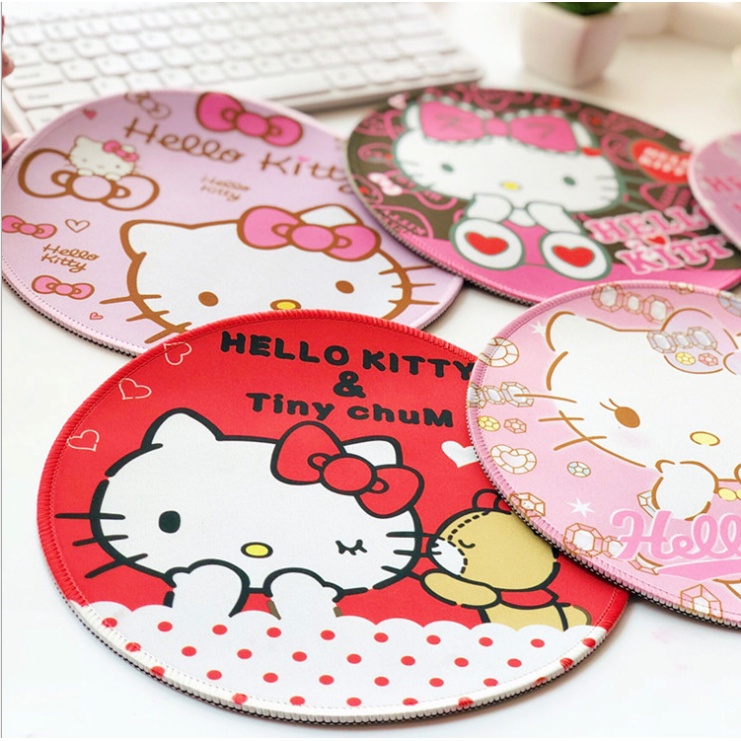 Miếng Lót Chuột Bằng Da Pu Chống Trượt Chống Thấm Nước Hình Mèo Hello Kitty