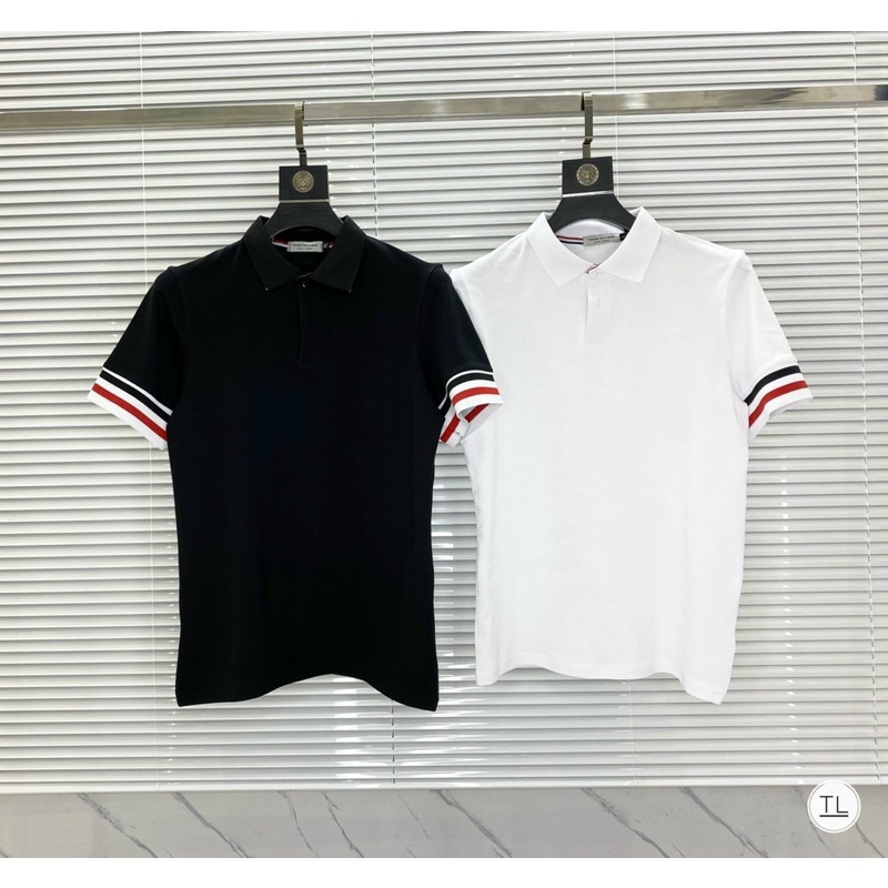 Áo polo Thom nam nữ viền tay hottrend 2022 MOSSSHOP - Áo phông cổ bẻ unisex chạy sọc tay quốc dân đi học đi chơi đều đẹp