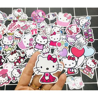 bộ 10 - 50 sticker hello kitty decal chống nước ( random hình)