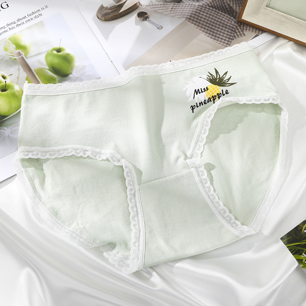 Quần Lót Cotton Levao Lưng Vừa In Họa Tiết Trái Dứa Cho Nữ