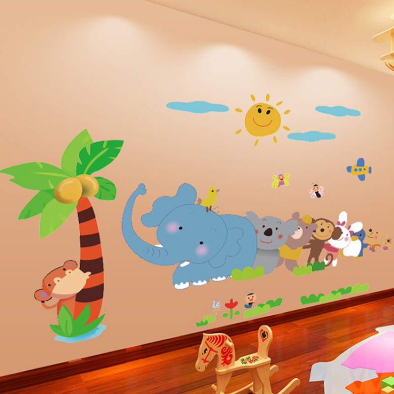 Tranh Dán Tường Cho Bé (CỰC RẺ) - Decal Dán Tường Cho Bé - Hình Con Vật TE36