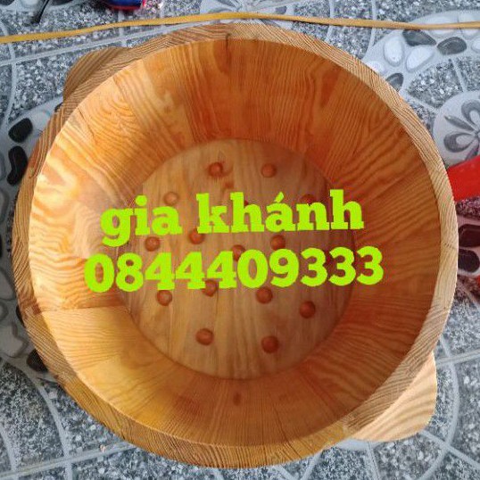 chậu gỗ ngâm chân chậu ngâm chân bằng gỗ thông có hạt massage