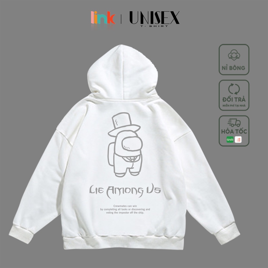Áo Hoodie among us phản quang nỉ bông cao cấp form rộng unisex