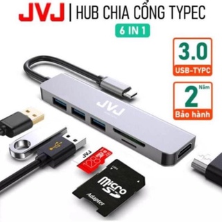 Hub type C USB C6 JVJ 6 trong 1 đa năng cổng chuyển đổi chia cổng USB 3.0 tốc độ 500Mb/s SD,TF,4K,HDMI cho Laptop táo