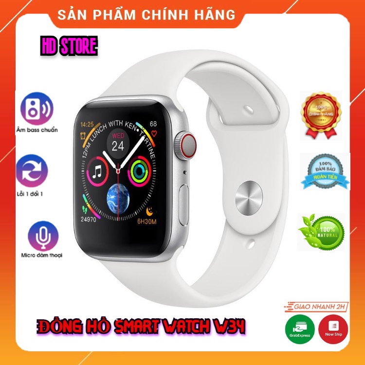 Đồng Hồ Thông Minh Smart Wacht W34, Phiên Bản Smart Wacht, W34 Quản Lý Sức Khoẻ, Màn Hình Siêu Nét, Nghe Gọi Tiện Lợi