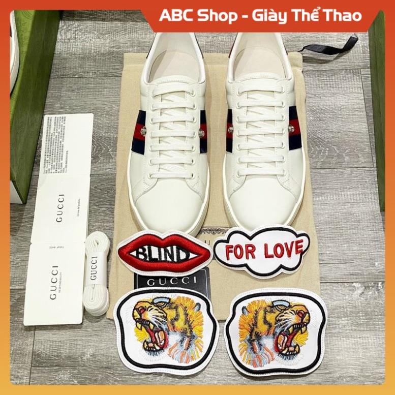 [FreeShip+ Hàng Xịn]  Giày sneaker gucci môi for love cho nam, Giầy Gucc.i ace trăng gót xanh đỏ siêu cấp