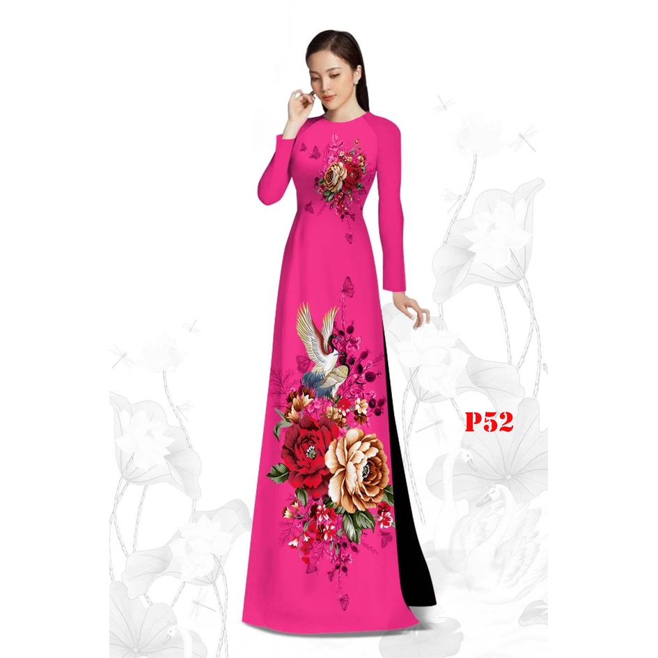 Áo dài in 3D cao cấp_ Mã P52 áo dài hồng