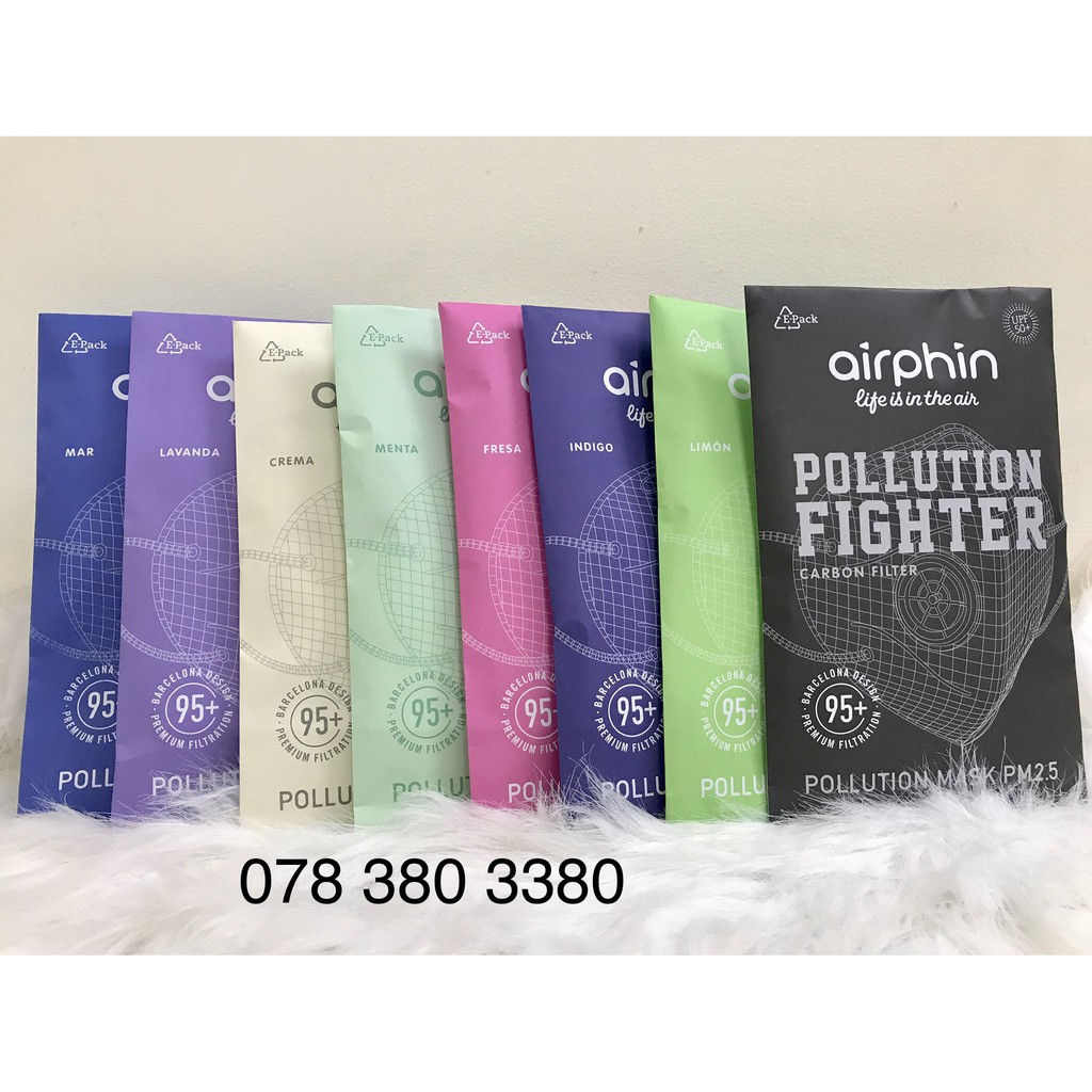 [NEW-Airphin] Khẩu Trang Người Lớn Chống Ô Nhiễm PM 2.5 - Tây Ban Nha