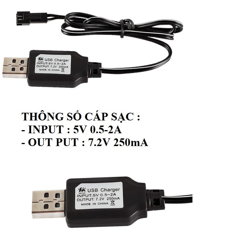 Bộ pin và cáp sạc 7.2v 2000mah cổng nối Sm dùng cho xe mô hình điều khiển từ xa