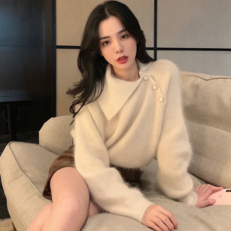 Áo Sweater Dệt Kim Form Rộng Phong Cách Hàn Quốc Mới Cho Nữ 2021