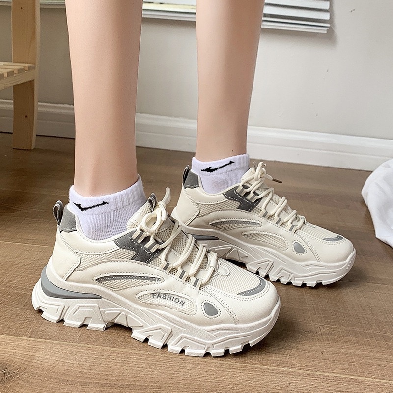 Giày MWC 0658 - Giày Thể Thao Nữ, Sneaker Ulzzang Đế Cao Cực Hot, Sneaker Da Đế Độn