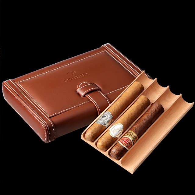 Bao Da Bảo Quản, Giữ Ẩm Cohiba 6306 Cầm Tay Loại 4 Dieu Hai Màu Nâu, Đen Sang Trọng Cao Cấp
