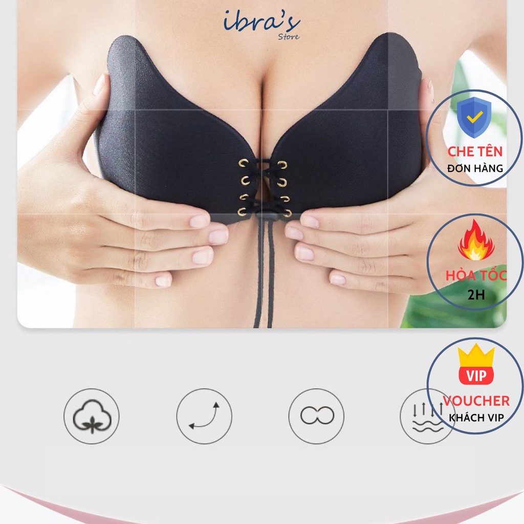 Miếng Dán Nâng Ngực Ibra's Store Dây Rút Tạo Khe Sexy, Miếng Dán Ngực Ti Tàng Hình Hỗ Trợ Dính Chống Tuột PK6