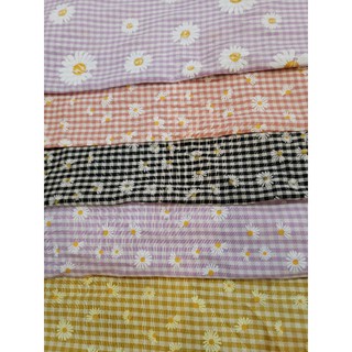 Bán mảnh vải ca rô cúc may Scrunchies hoặc làm đồ handmade