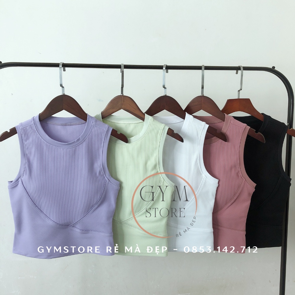 Áo Ba Lỗ Nữ Tập YOGA ❤️CÓ MÚT❤️ Áo Tập Gym Ôm Body, Vải Thun Gân Thông Thoáng Co Giãn Hút Mồ Hôi 𝐆𝐘𝐌𝐒𝐓𝐎𝐑𝐄 1304