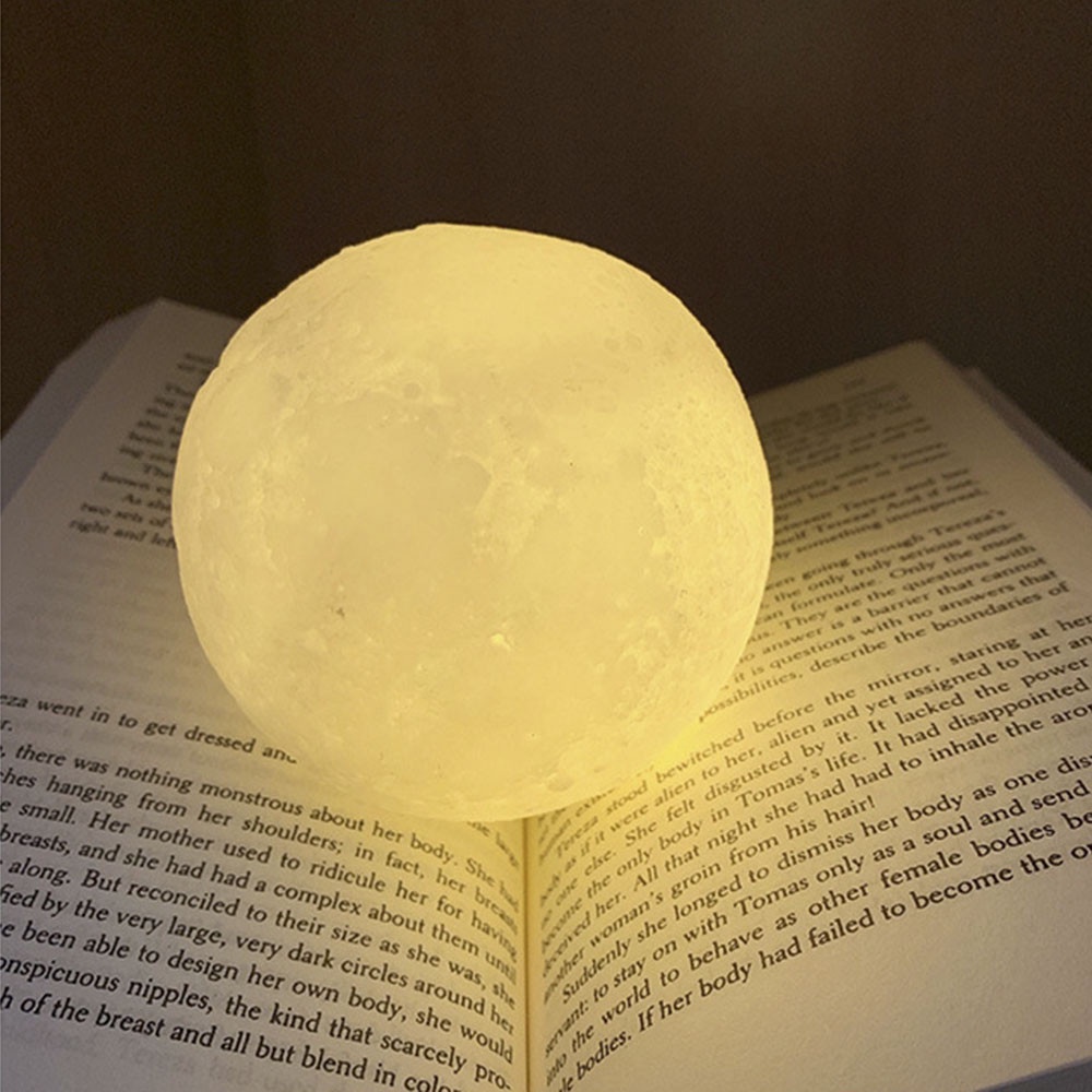Đèn mặt trăng thiết kế 3D chất liệu vinyl ánh sáng ấm áp trang trí phòng ngủ sáng tạo/làm quà tặng sinh nhật