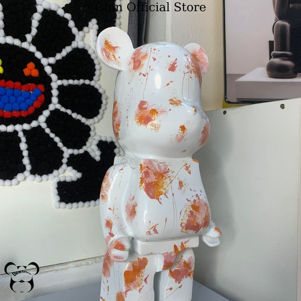 Bearbrick, gấu bearbrick 1000 cỡ lớn 80cm, mẫu lá mùa thu màu sắc  hồng cam chất liệu nhựa cao cấp - Chin Official Store