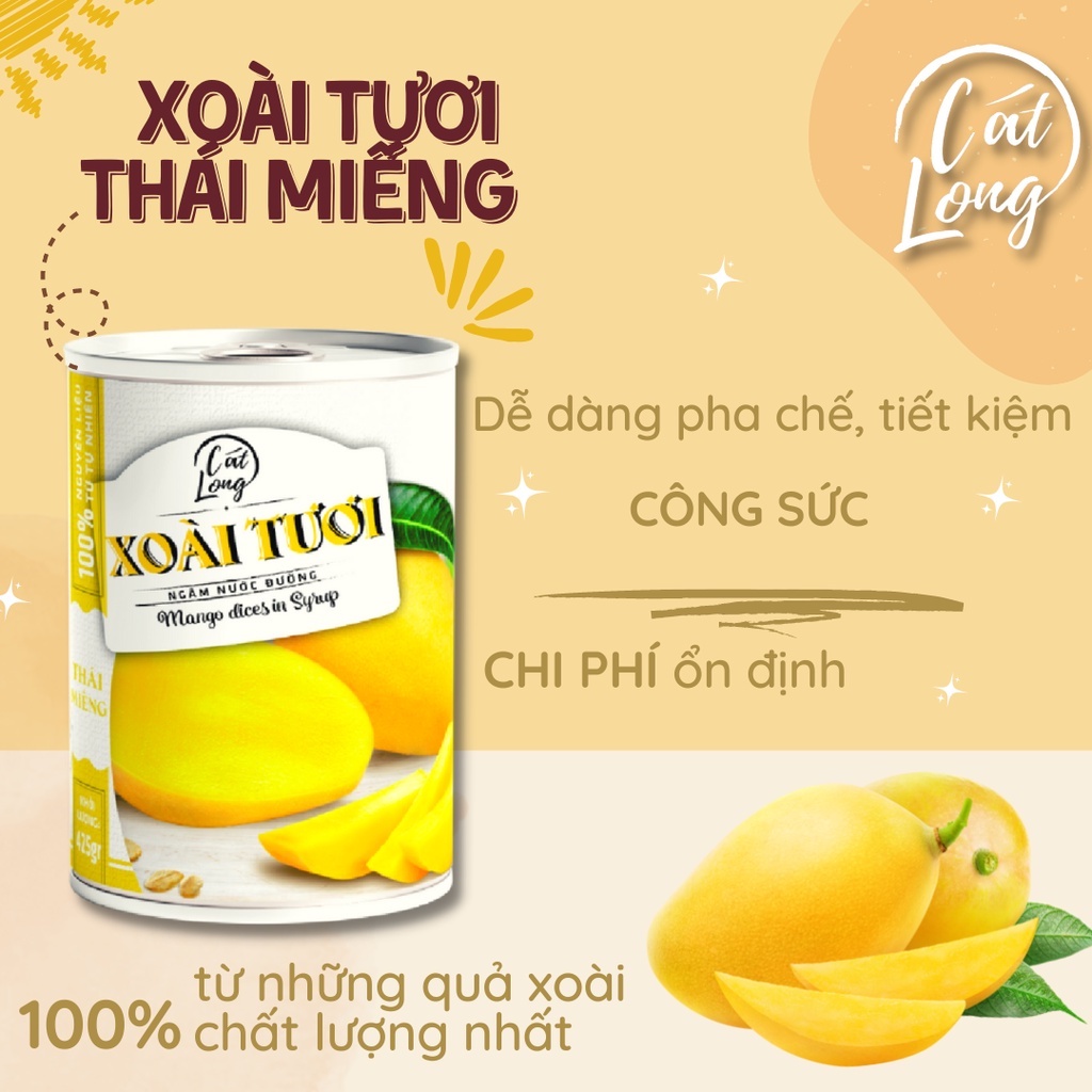 Xoài tươi nước đường Asia Home Cát Long 425gr Thơm Ngon, Ăn Ngay Hoặc Pha Sinh Tố