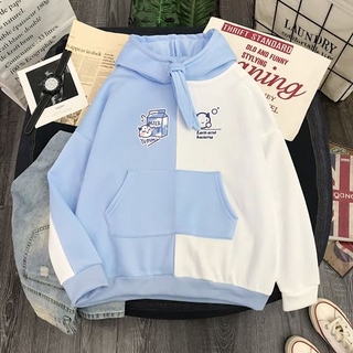 Korean Version Of Cartoon Cat Casual Hoodie Hoodie Loose, Color Matching Jacket Shirt Long Sleeve