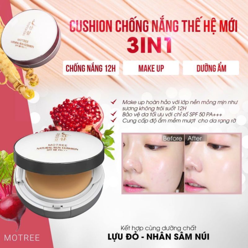 Phấn nước-cusion chống nắng MOTREE sâm lựu