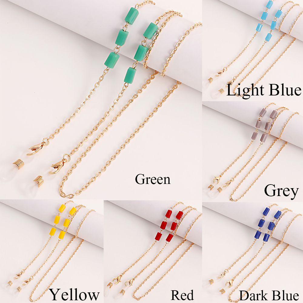 Vòng cổ Nối Dài Mắt Kính Mặt Vuông Bằng Resin