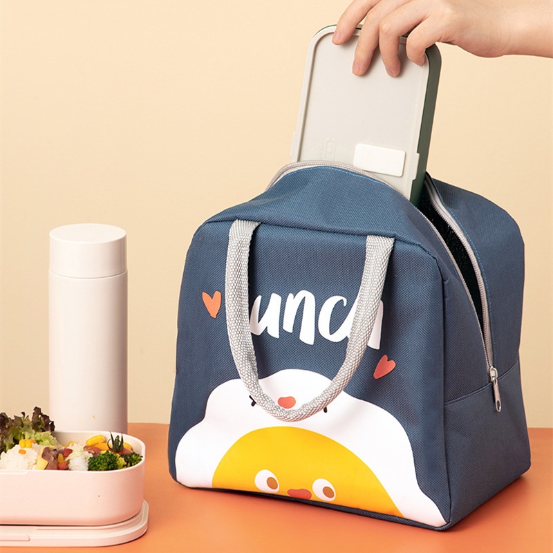 Túi Giữ Nhiệt Đa Năng, Túi Đựng Hộp Cơm Văn Phòng Chống Thấm Nước, Có Quai Xách Tiện Dụng, In Hoạ Tiết Hoạt Hình Dễ Thươ