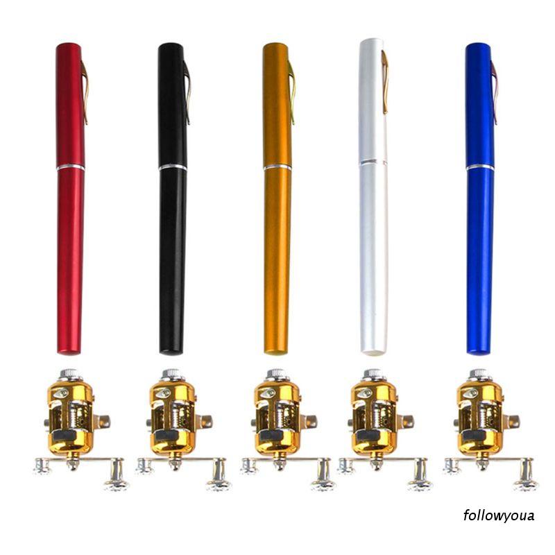 Cần câu cá cầm tay mini bỏ túi thiết kế ống lống hình cây bút bằng hợp kim nhôm kèm máy câu