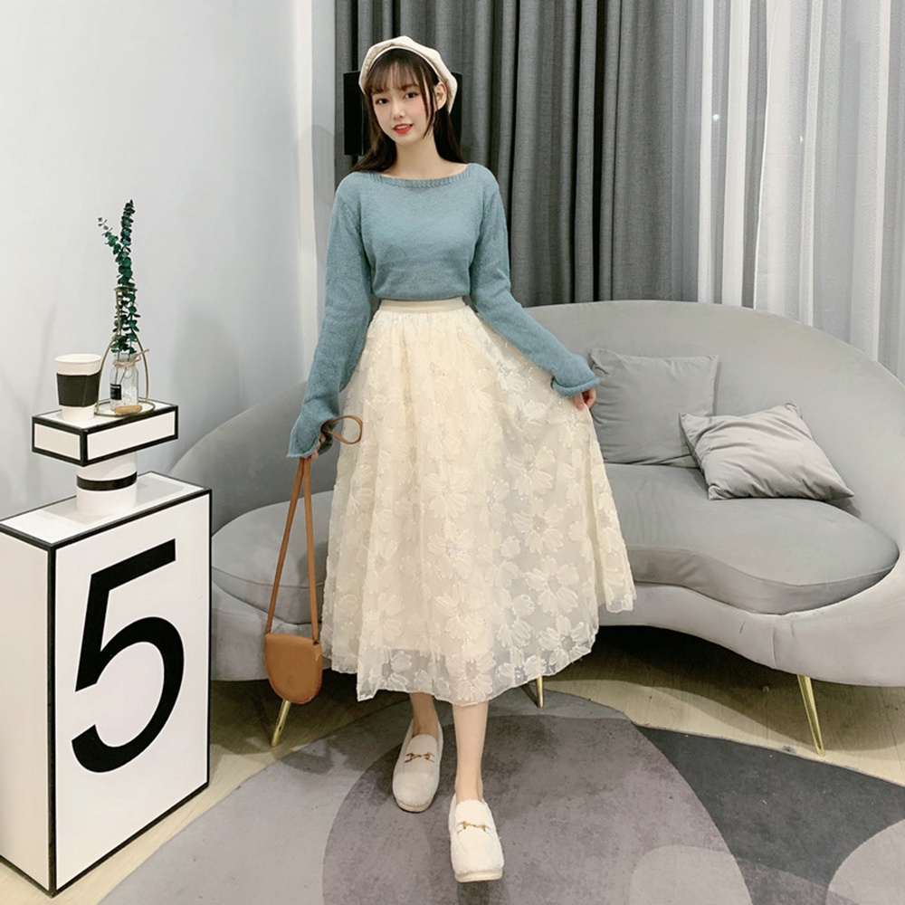 Chân Váy Ren Dáng Chữ A Đính Kim Sa Phong Cách Thời Trang Dành Cho Nữ