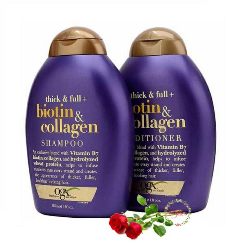 [BIOTIN TÍM]Dầu Gội &amp; Xả Biotin Collagen _ Giảm Rụng Tóc Và Giúp Mọc Tóc(385ml_577ml)