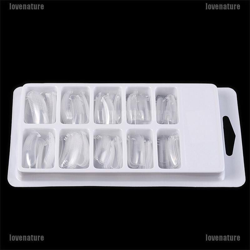 [LOVE] 20/100pcs clear dual nail forms uv gel acrylic full cover mold size scale [Nature]