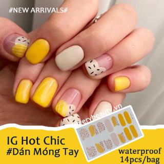 Bộ 14 Hình Dán Móng Tay Chống Thấm Nước Kiểu Hàn Quốc