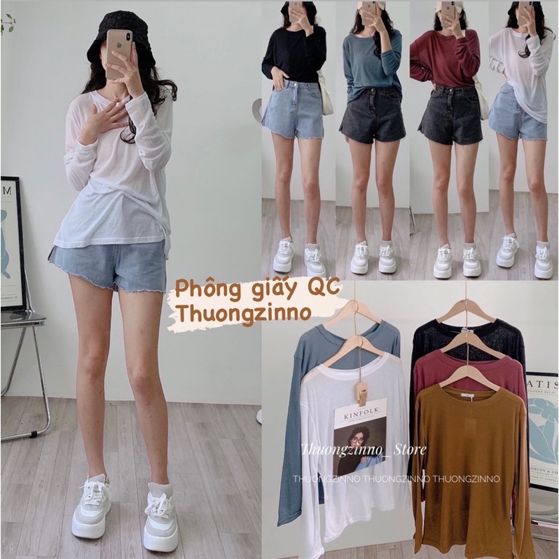 [Hàng Quảng Châu]Áo phông giấy 203 hàng Quảng Châu mềm đẹp Áo phông giấy dài tay form rộng dáng mới