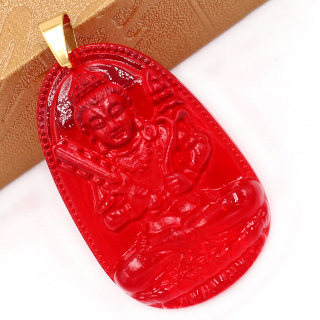 Vòng cổ Mặt Phật Hư không tạng pha lê đỏ 5 cm MFLON5 - Hộ mệnh tuổi Sửu và Dần