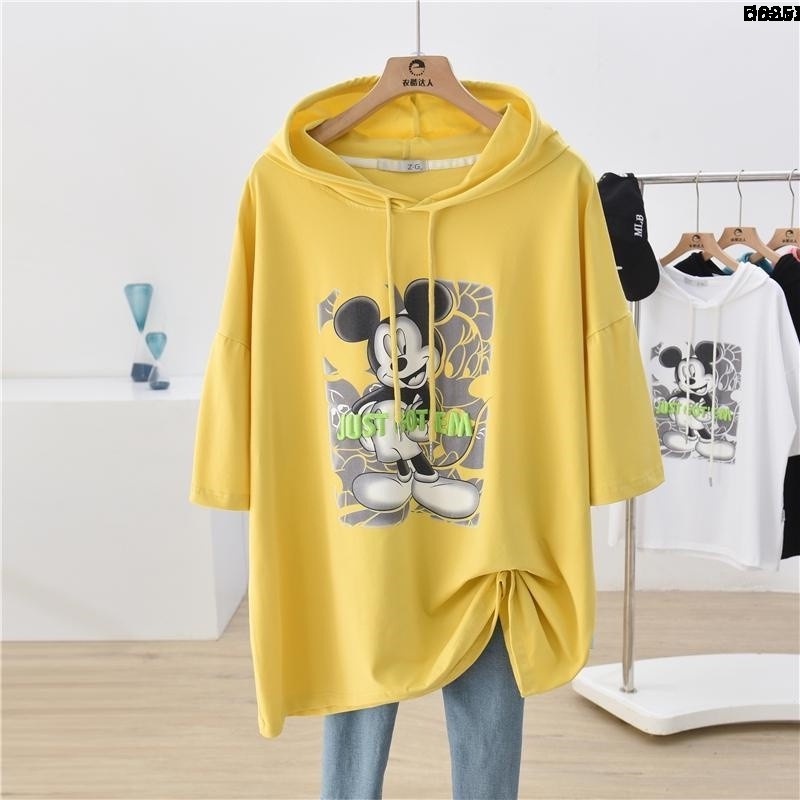 Áo Thun Tay Lỡ Form Rộng In Họa Tiết Hoạt Hình Phong Cách Hàn Quốc Dành Cho Nữ 300Mũ Hoa Cỡ Lớn Thời Trang Trẻ Trung